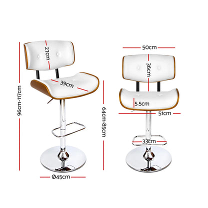 Artiss Bar Stools Gas Lift Leather White - Image 2