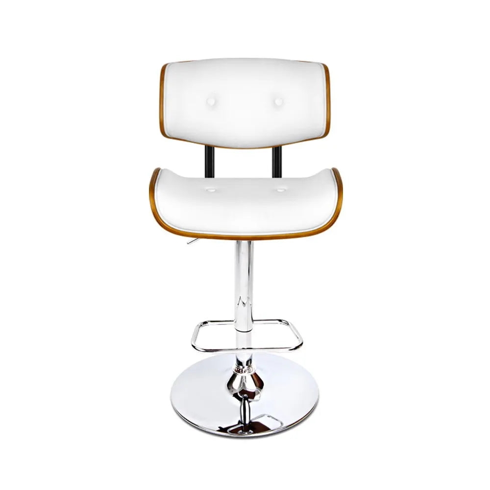 Artiss Bar Stools Gas Lift Leather White - Image 3