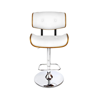 Artiss Bar Stools Gas Lift Leather White - Image 3