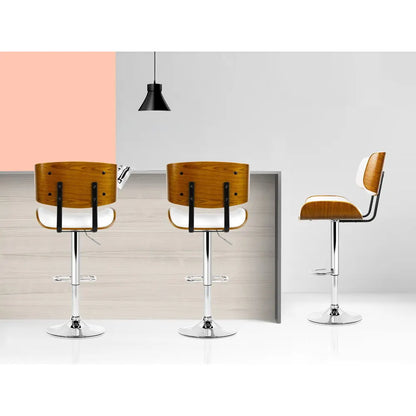Artiss Bar Stools Gas Lift Leather White - Image 6