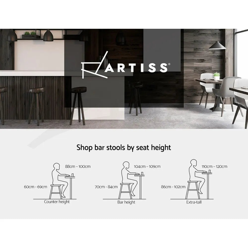 Artiss Bar Stools X3 Kitchen Counter Chair Gas Lift Swivel PU Ambrus Black - Image 4