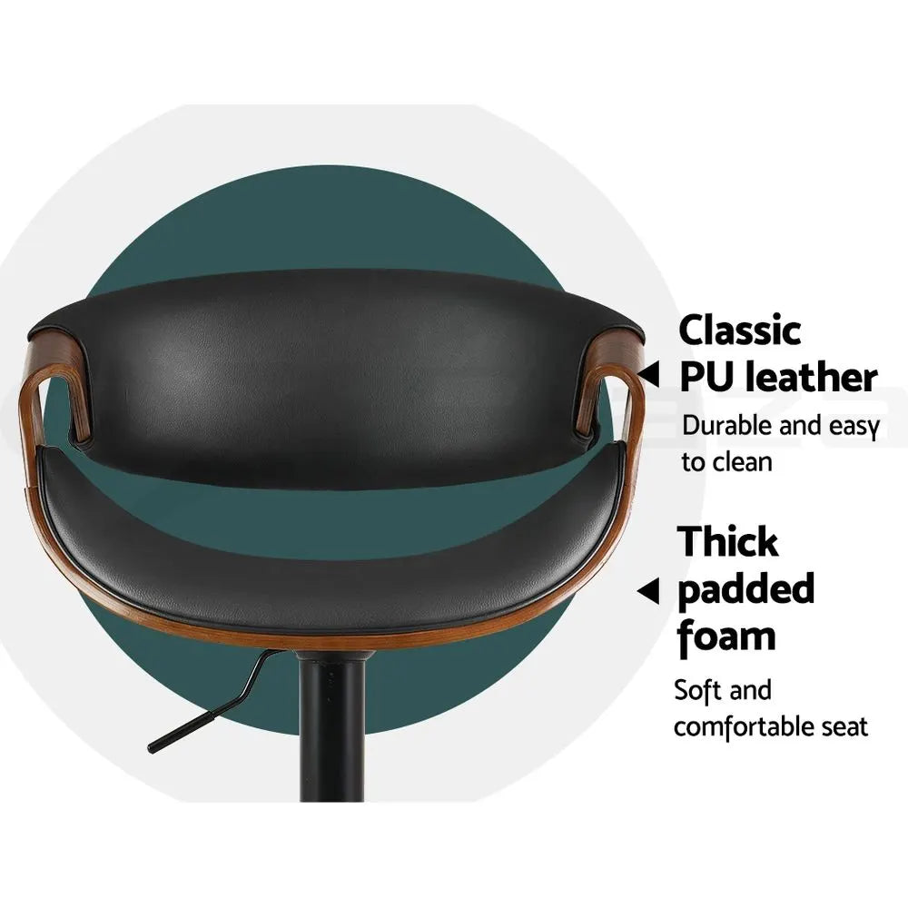 Artiss Bar Stools X3 Kitchen Counter Chair Gas Lift Swivel PU Ambrus Black - Image 7