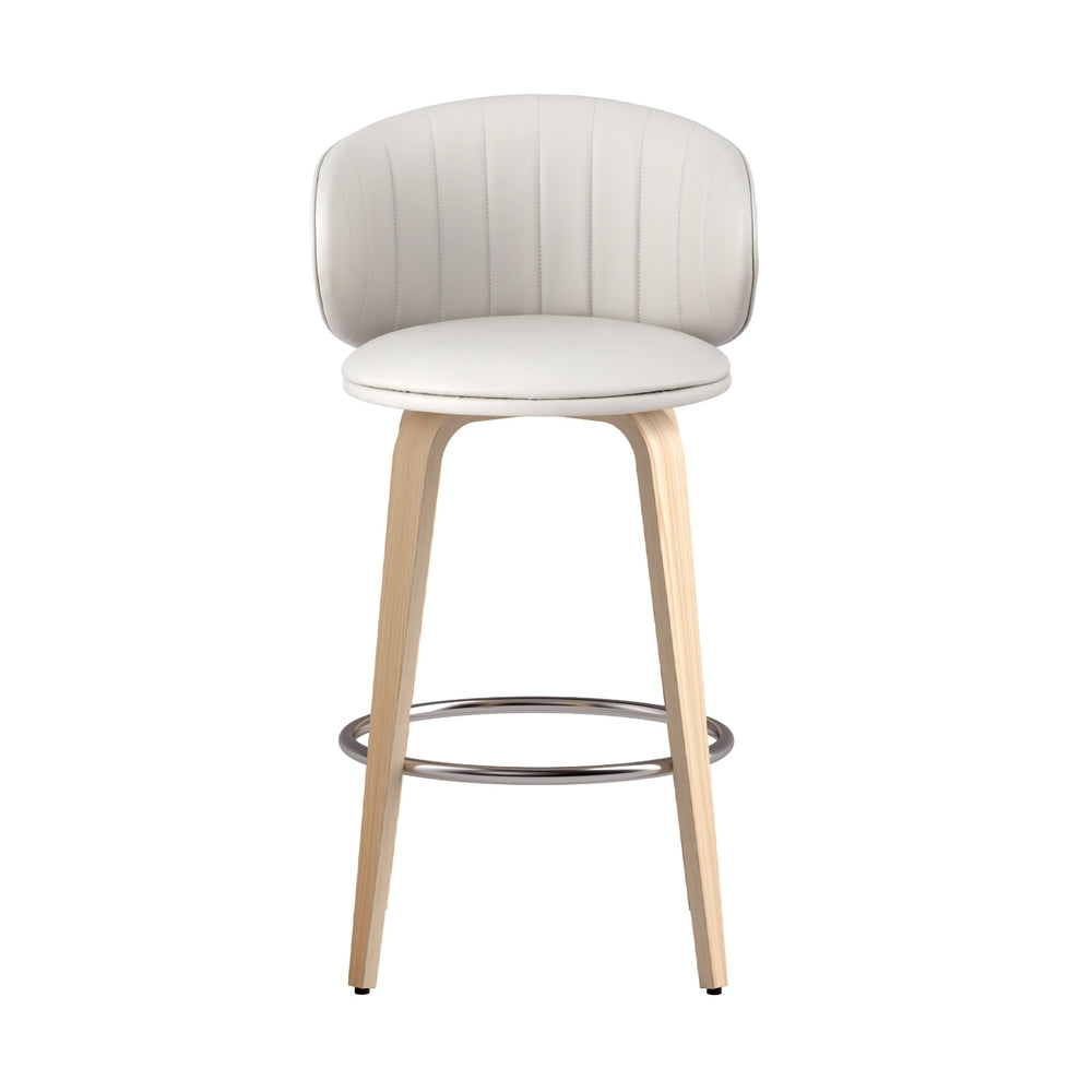 4x Artiss Bar Stools Dining Chairs Contoured Leather Wood Stool - Image 3