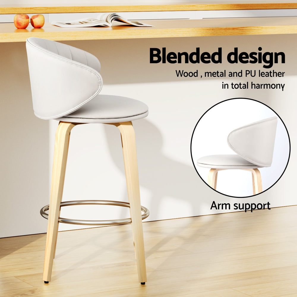 4x Artiss Bar Stools Dining Chairs Contoured Leather Wood Stool - Image 5