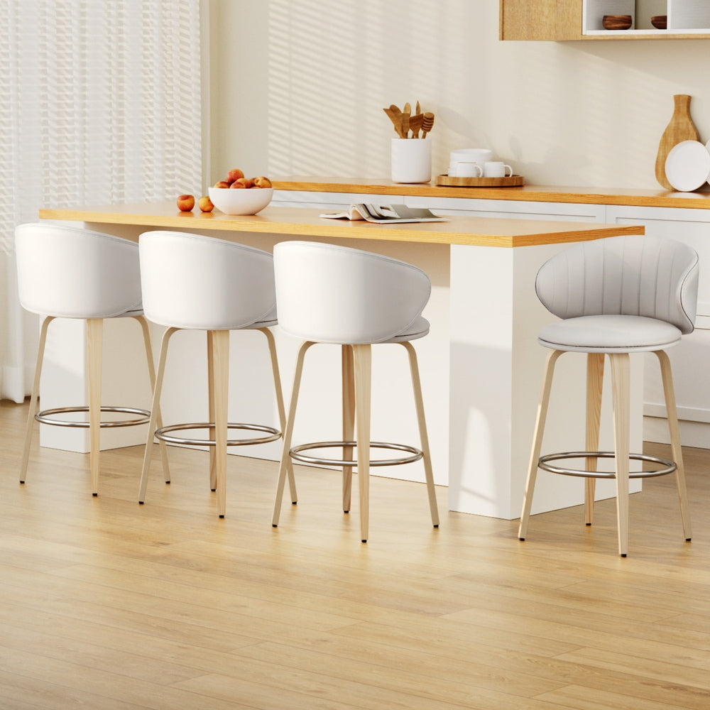 4x Artiss Bar Stools Dining Chairs Contoured Leather Wood Stool - Image 7
