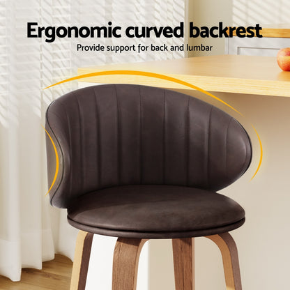 4x Artiss Bar Stools Dining Chairs Contoured Leather Wood Stool - Image 4