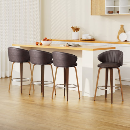4x Artiss Bar Stools Dining Chairs Contoured Leather Wood Stool - Image 7
