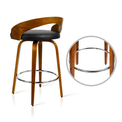Artiss 2x Bar Stools Swivel Seat Curving Backrest - Image 4
