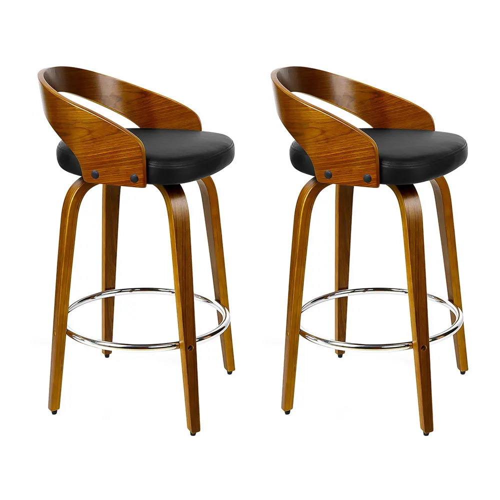Artiss 2x Bar Stools Swivel Seat Curving Backrest - Image 8