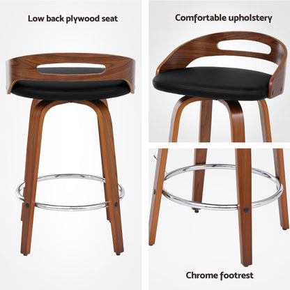 Artiss 2x Bar Stools Swivel Dining Chairs Low Back Counter Seat PU Cushion - Image 5
