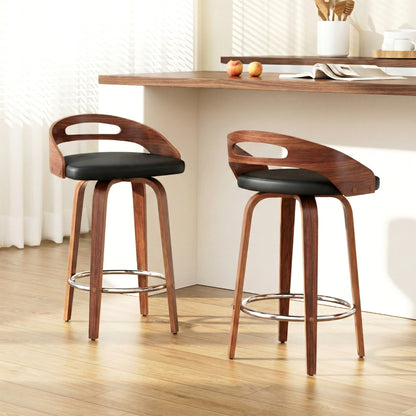 Artiss 2x Bar Stools Swivel Dining Chairs Low Back Counter Seat PU Cushion - Image 7