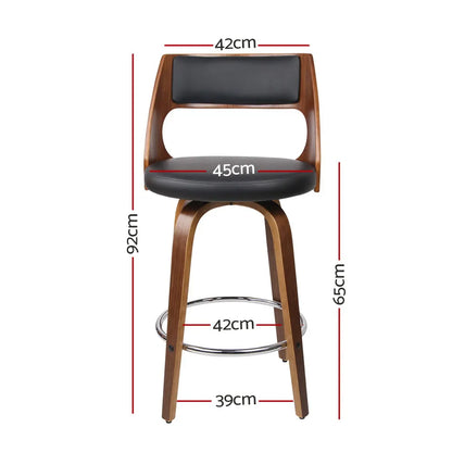 Artiss 2x Bar Stools Swivel Leather Chair 65cm - Image 2