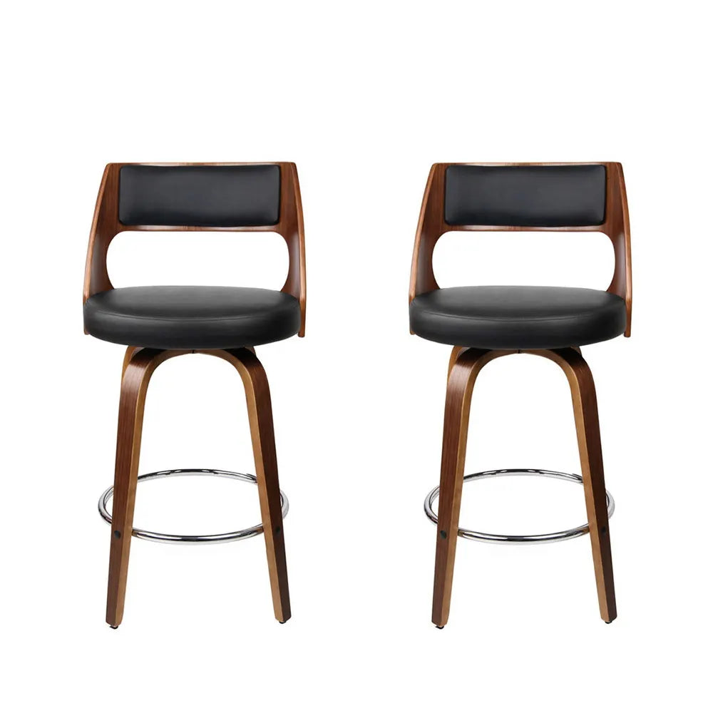 Artiss 2x Bar Stools Swivel Leather Chair 65cm - Image 3