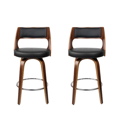 Artiss 2x Bar Stools Swivel Leather Chair 65cm - Image 3