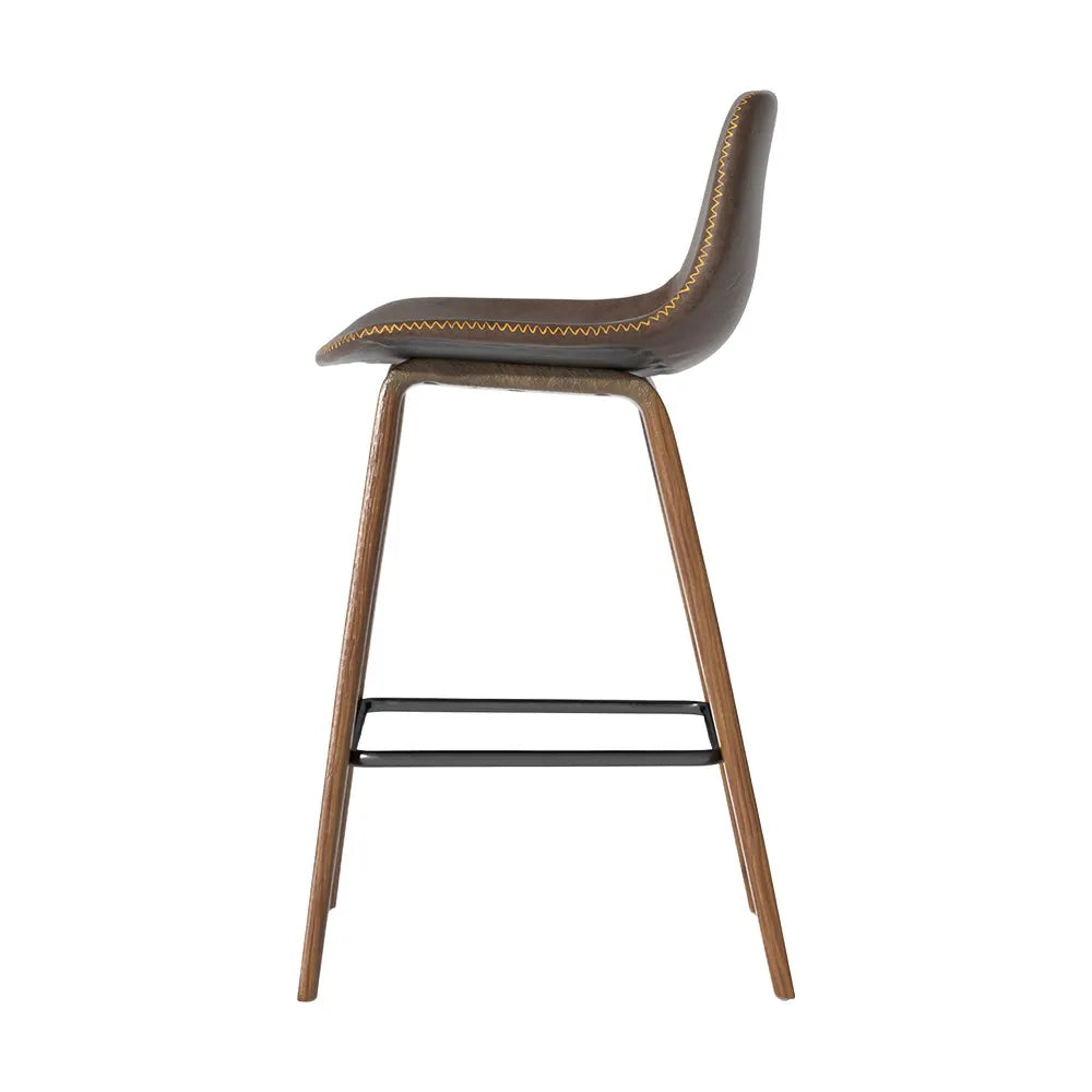 Artiss Bar Stools Kitchen Counter Barstools Leather Wooden Chairs x2 - Image 4