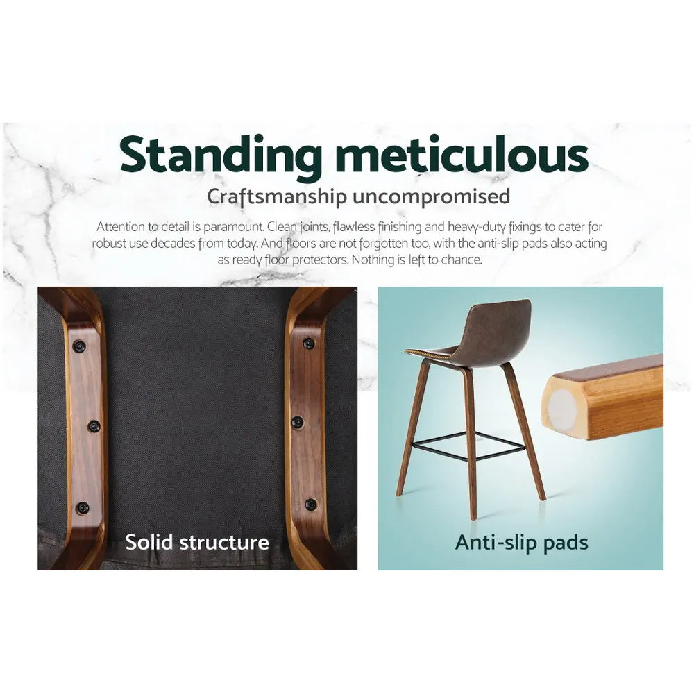 Artiss Bar Stools Kitchen Counter Barstools Leather Wooden Chairs x2 - Image 7
