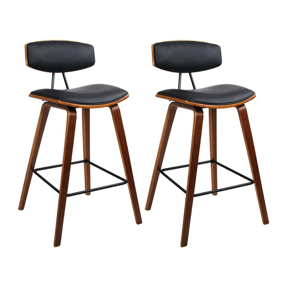 Artiss 2x Bar Stools Leather Padded w/Backrest - Image 3