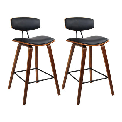 Artiss 2x Bar Stools Leather Padded w/Backrest - Image 3