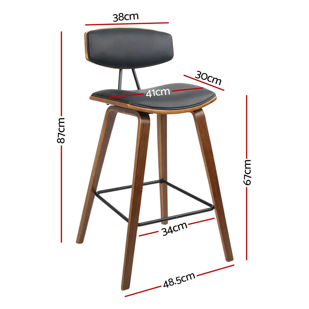 Artiss 2x Bar Stools Leather Padded w/Backrest - Image 4