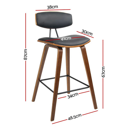 Artiss 2x Bar Stools Leather Padded w/Backrest - Image 4