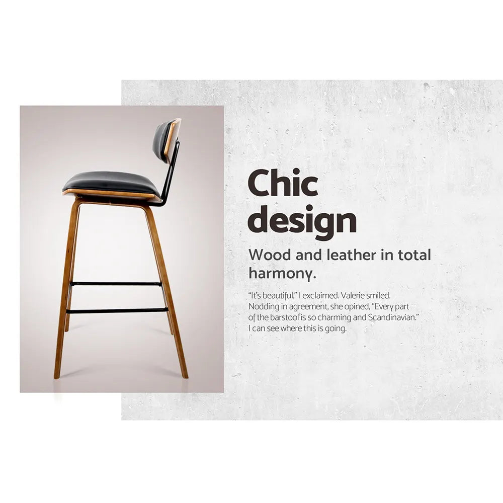Artiss 2x Bar Stools Leather Padded w/Backrest - Image 6