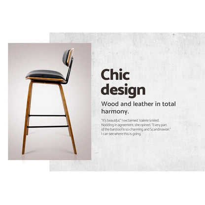 Artiss 2x Bar Stools Leather Padded w/Backrest - Image 6