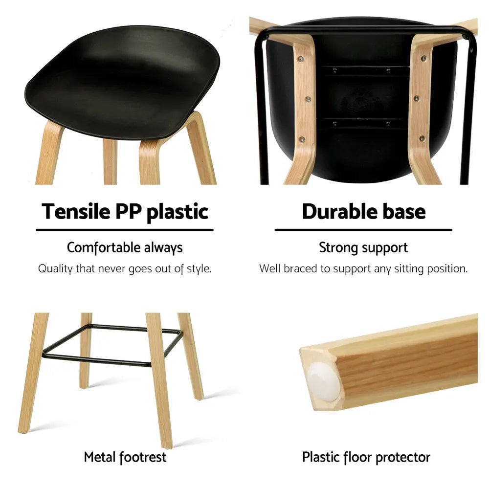 Artiss 2x Bar Stools Wooden - Image 5