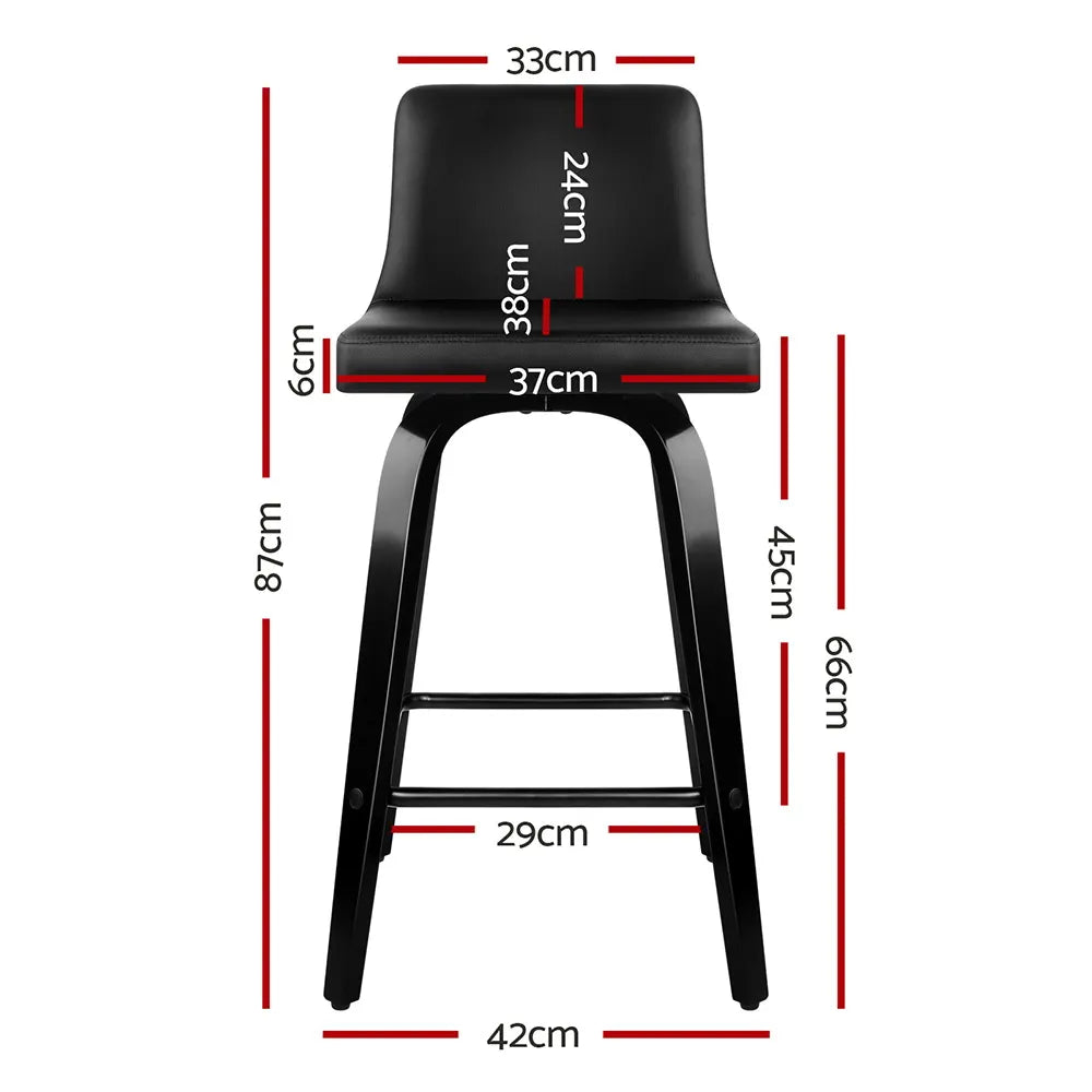 Artiss Bar Stools Kitchen Leather Barstools Swivel Wooden Chairs X2 - Image 2