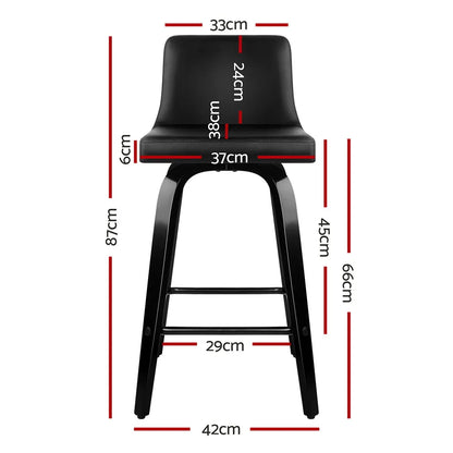 Artiss Bar Stools Kitchen Leather Barstools Swivel Wooden Chairs X2 - Image 2