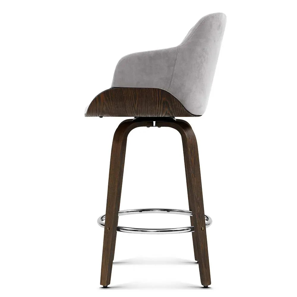 Artiss Bar Stools Swivel Velvet Padded Wooden - Image 3