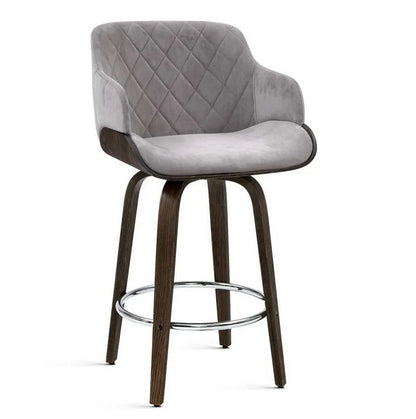 Artiss Bar Stools Swivel Velvet Padded Wooden - Image 8