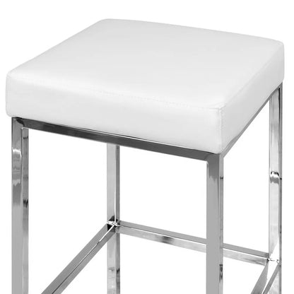 Artiss 2x Bar Stools Leather Padded Metal White - Image 5