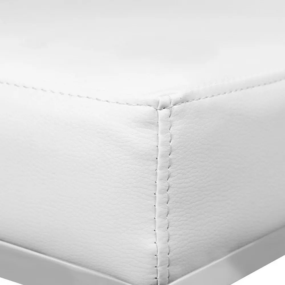 Artiss 2x Bar Stools Leather Padded Metal White - Image 6