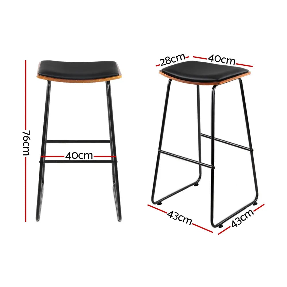 Artiss Bar Stools Kitchen Counter Stools Metal Chairs x2 - Image 2