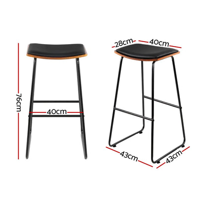Artiss Bar Stools Kitchen Counter Stools Metal Chairs x2 - Image 2