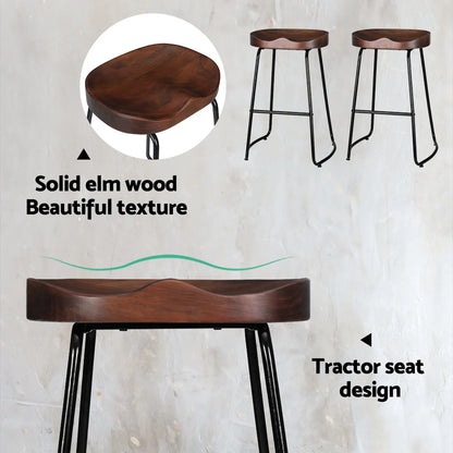 Artiss 2x Bar Stools Tractor Seat 65cm - Image 5