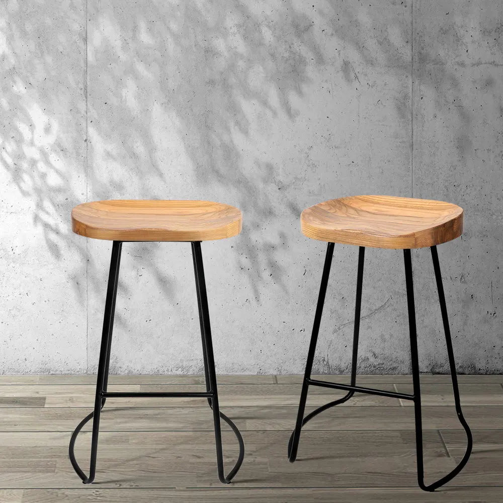 Artiss 2x Bar Stools Tractor Seat 65cm Wooden - Image 7