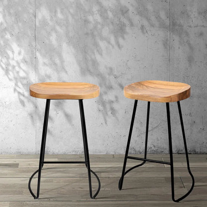 Artiss 2x Bar Stools Tractor Seat 65cm Wooden - Image 7