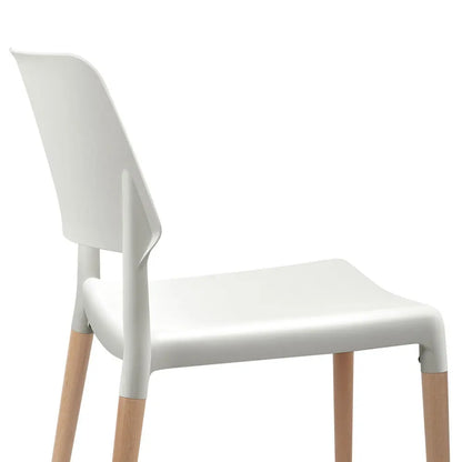 Artiss Dining Chairs Set of 4 Plastic Wooden Stackable White - Image 6