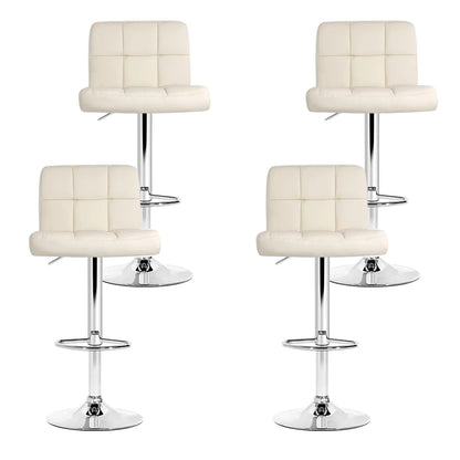 Artiss 4x Bar Stools Leather Gas Lift Beige - Image 6
