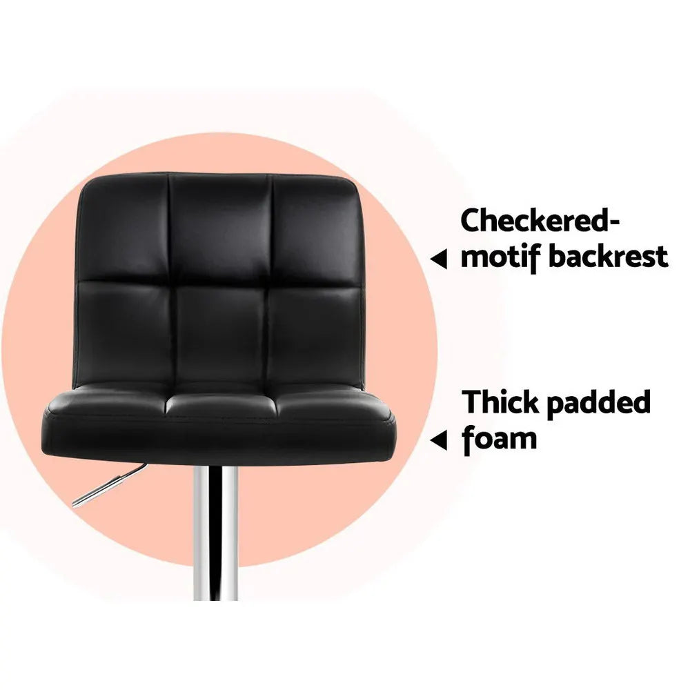 Artiss 2x Bar Stools Leather Gas Lift Black - Image 6