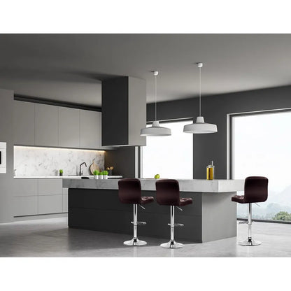 Artiss 2x Bar Stools Leather Gas Lift Brown - Image 7