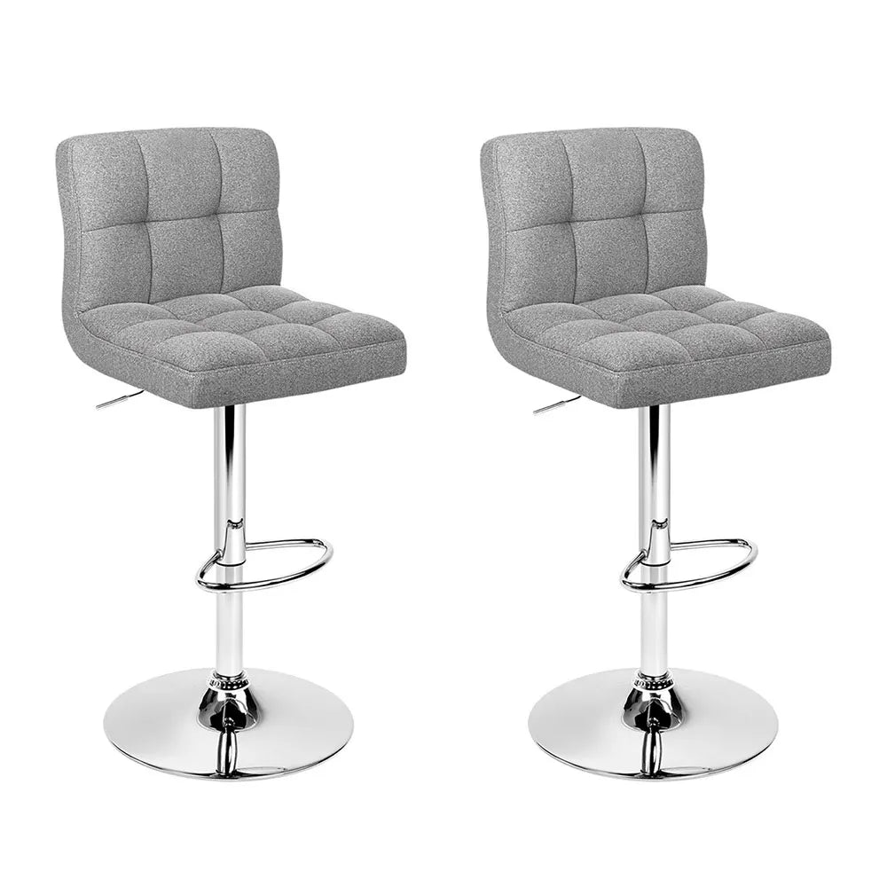 Artiss 2x Bar Stools Kitchen Dining Chairs Counter Stool Gas Lift Fabric Grey - Image 8