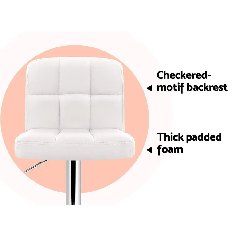 Artiss 2x Bar Stools Leather Gas Lift White - Image 6