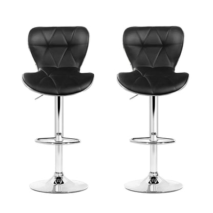 Artiss 2x Bar Stools Gas Lift Leather Seat Black - Image 3