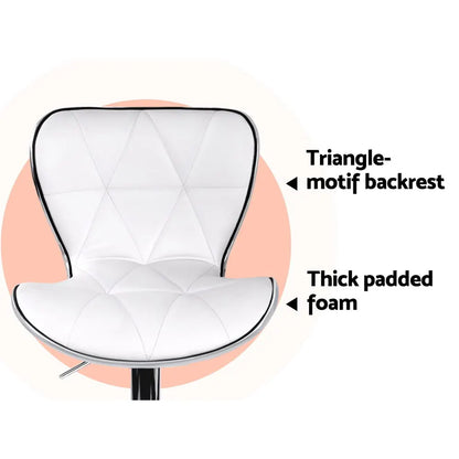 Artiss 2x Bar Stools Gas Lift Leather Seat White - Image 5