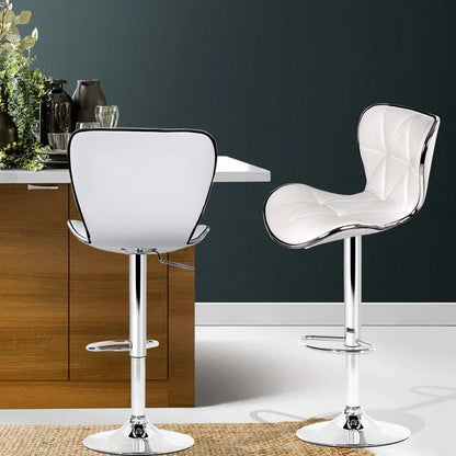 Artiss 2x Bar Stools Gas Lift Leather Seat White - Image 7