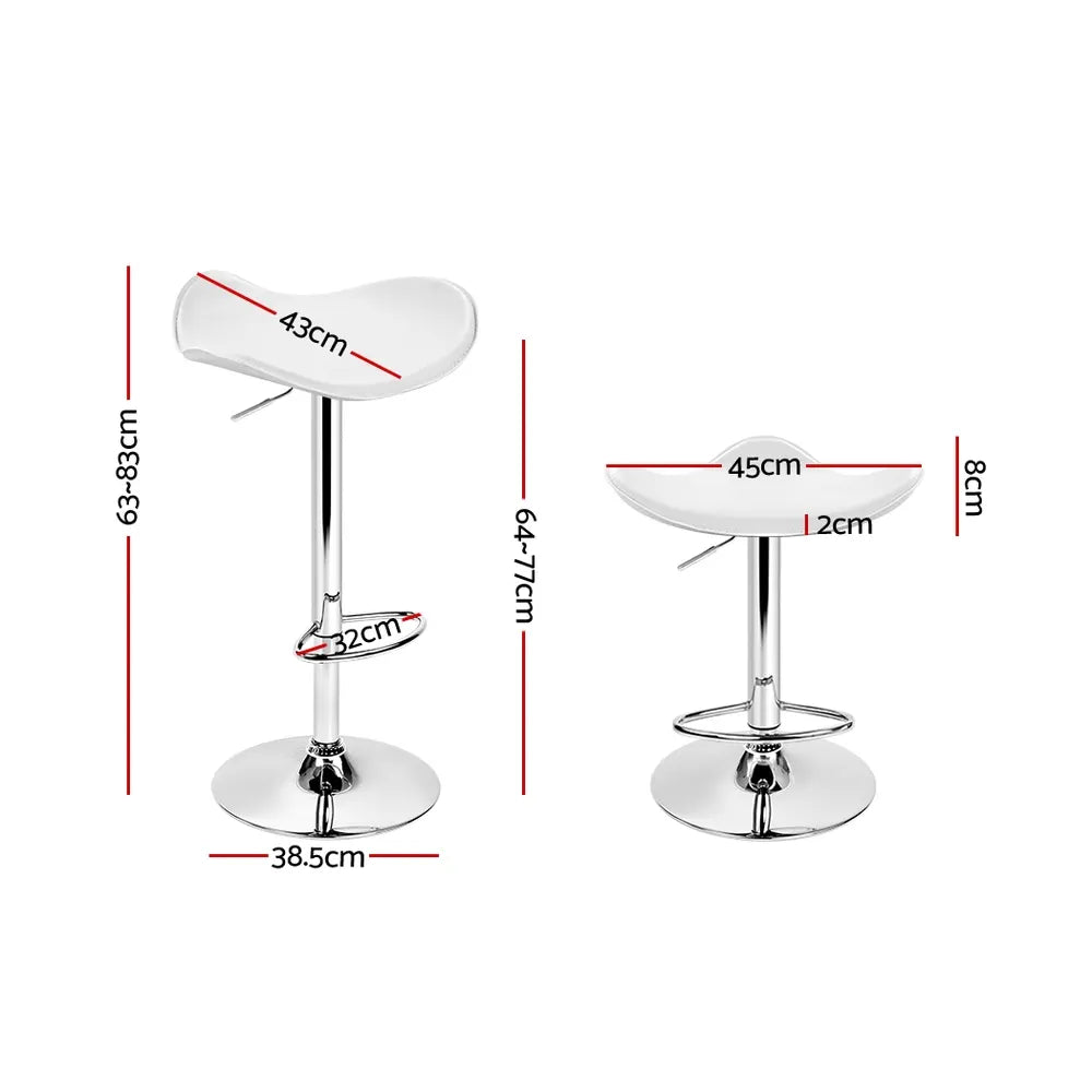 Artiss 2x Bar Stools Leather Gas Lift Chair White - Image 2