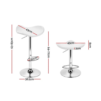 Artiss 2x Bar Stools Leather Gas Lift Chair White - Image 2