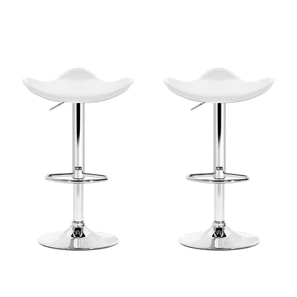 Artiss 2x Bar Stools Leather Gas Lift Chair White - Image 3